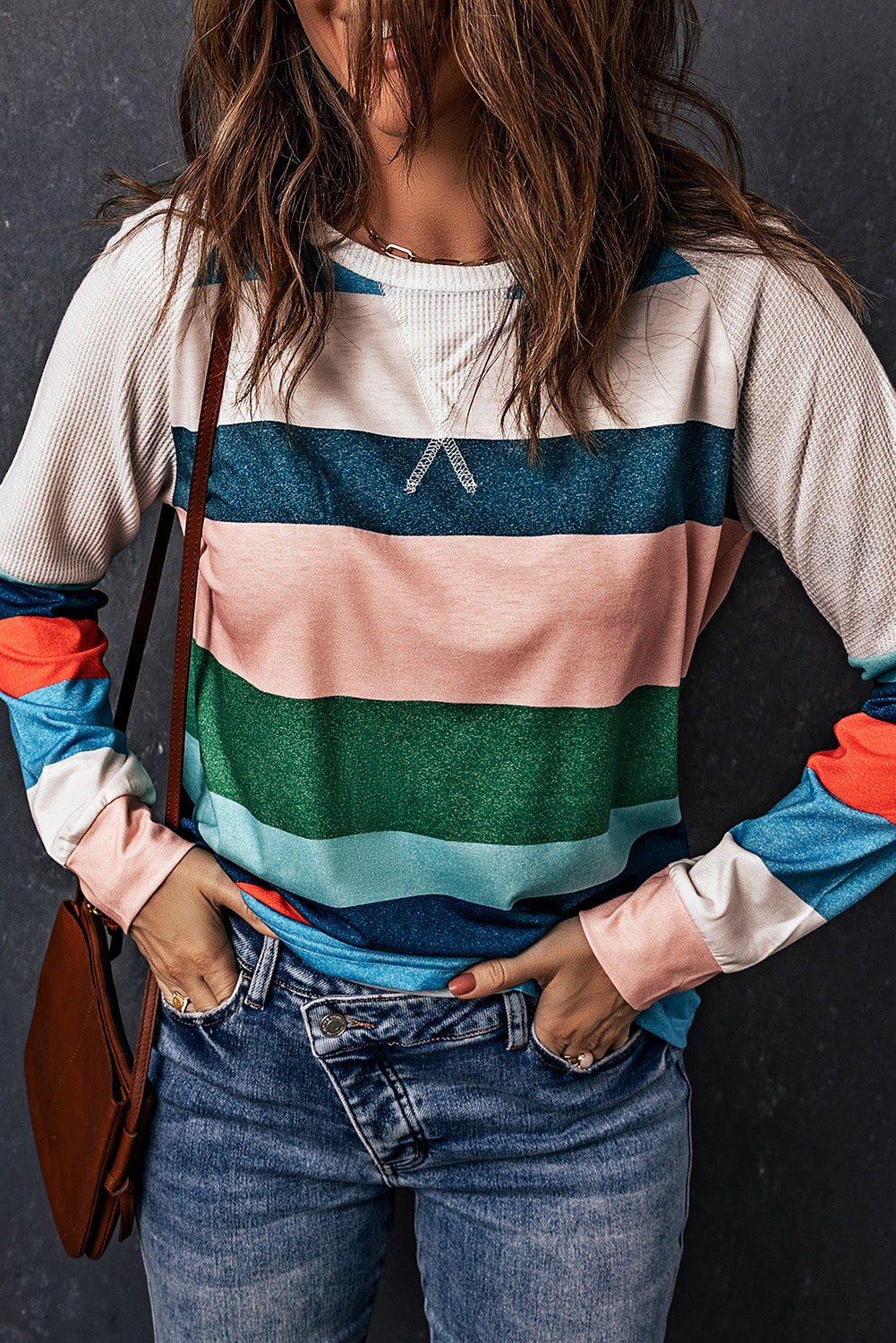 Striped Color Block Long Sleeve Top