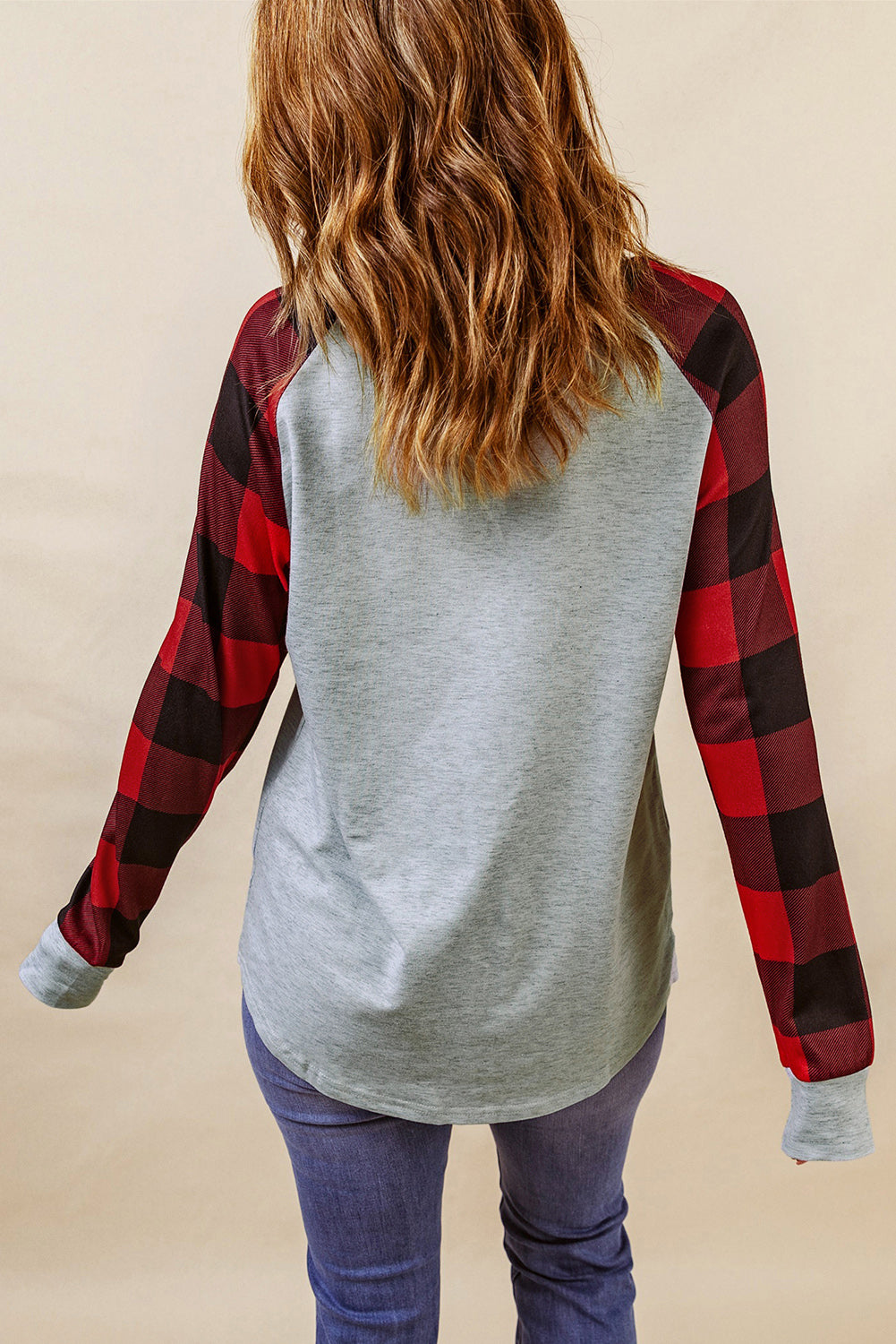 Gray Buffalo Plaid Long Sleeve Sweatshirt