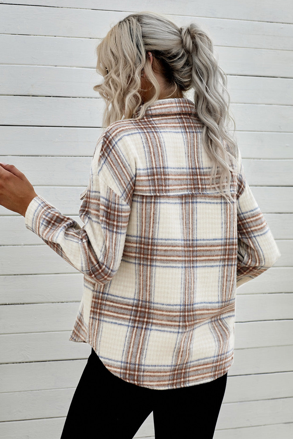 Chest Pocket Plaid Half Zip Sweatshirt