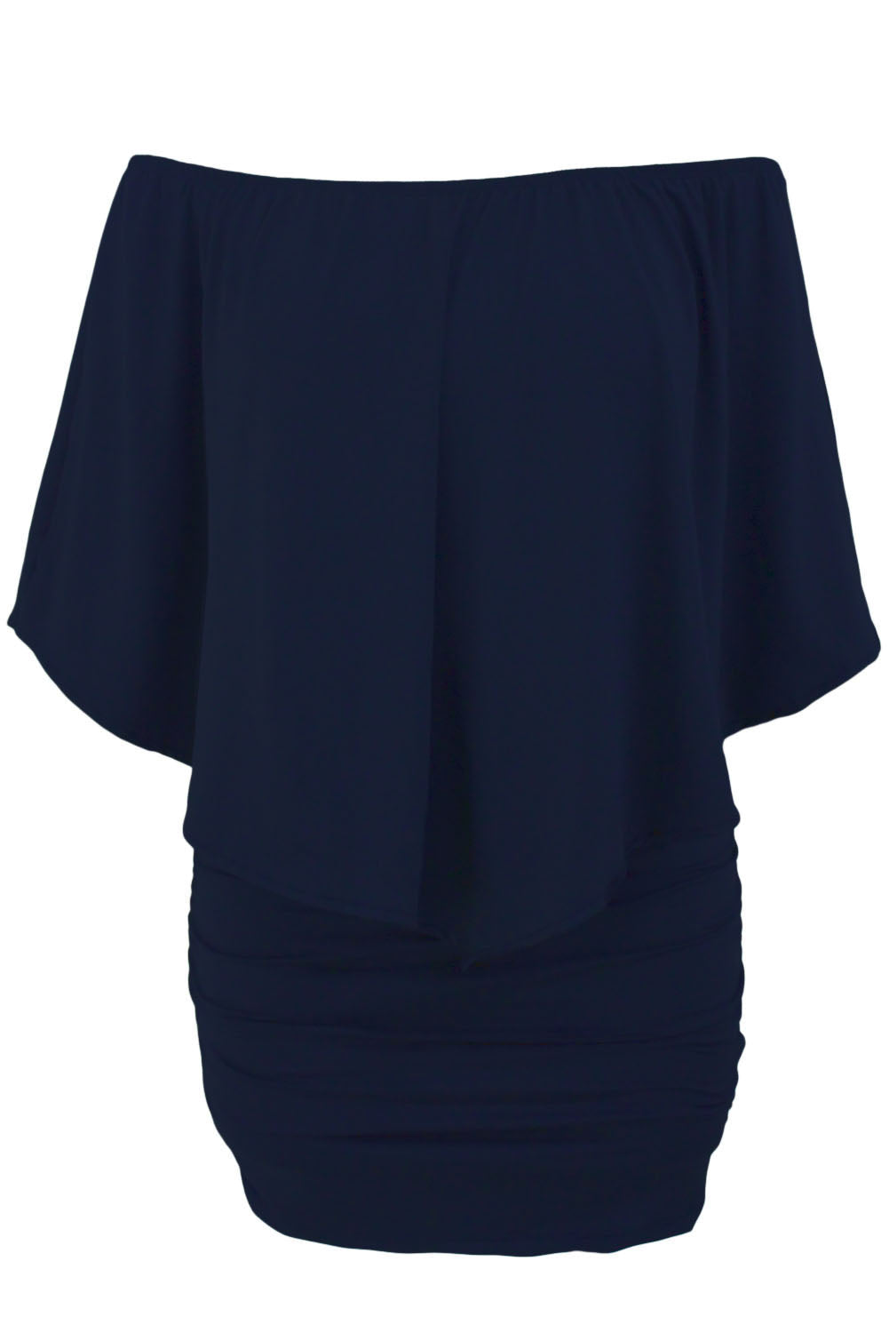 Plus size  Dressing Layered Dark Blue Mini Poncho Dress