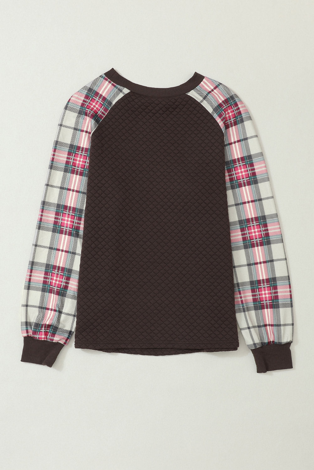 Brown Plaid Raglan Sleeve Sweatshirt