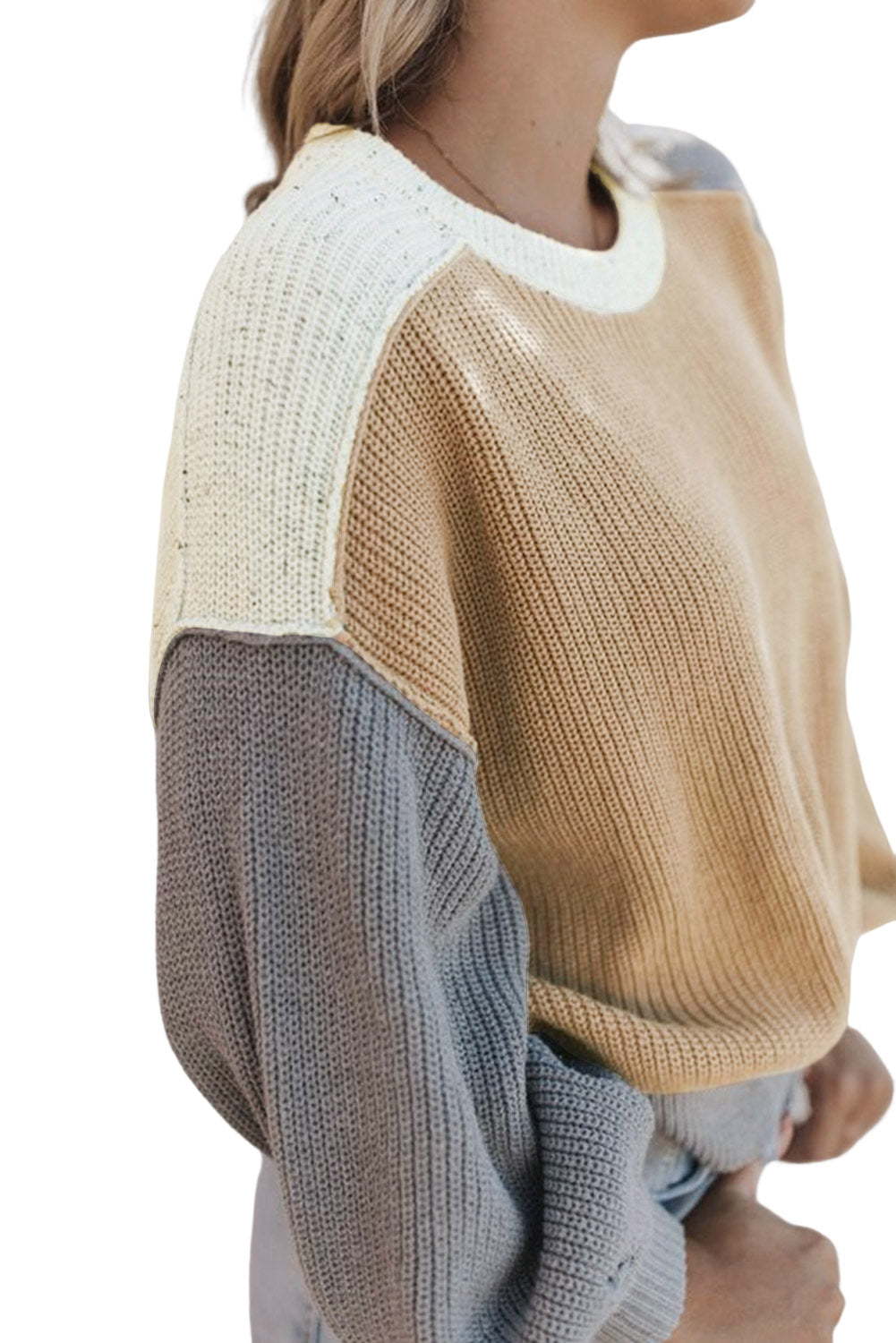 Multicolor Color Block Patchwork Baggy Sweater