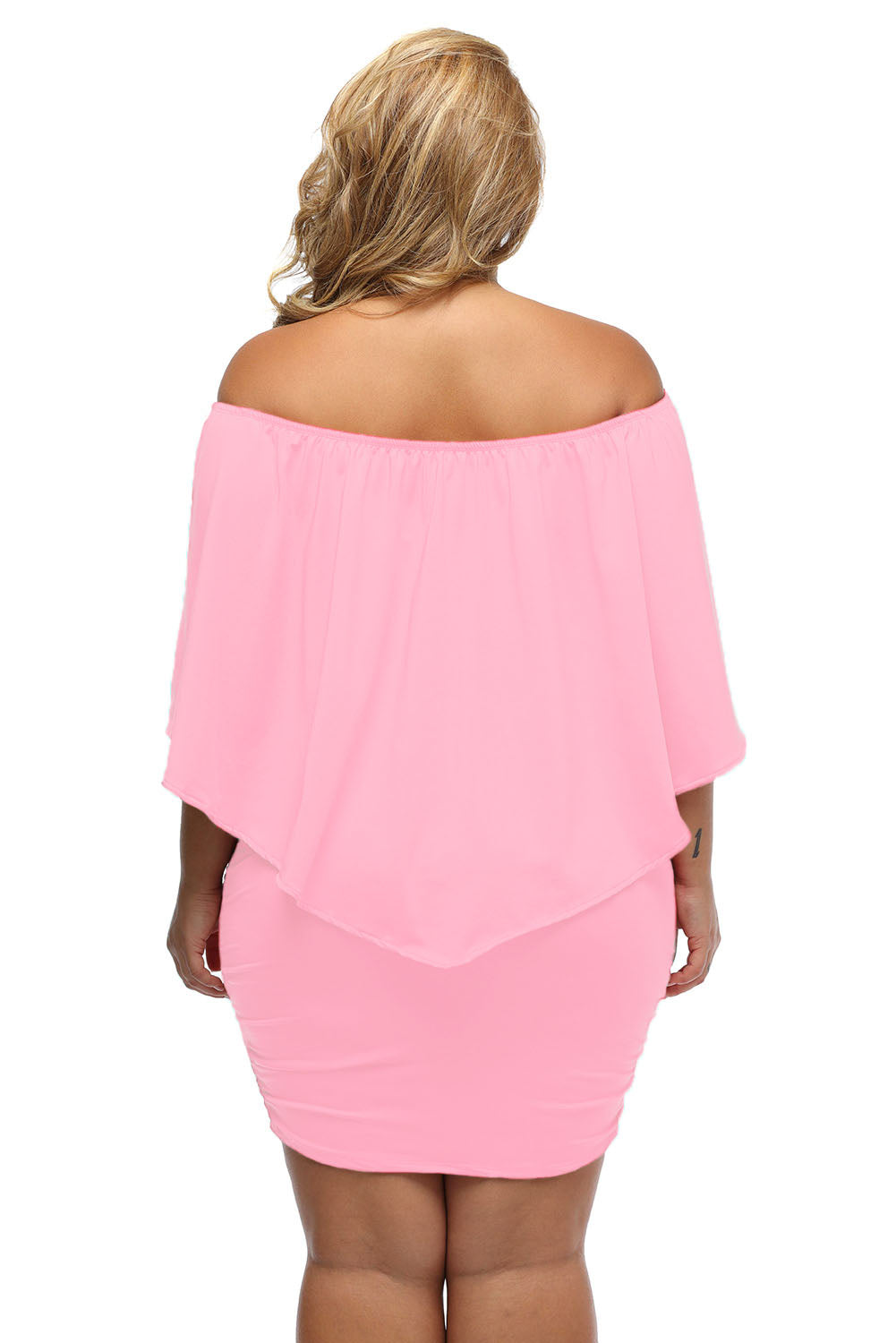 Plus size  Dressing Layered Pink Mini Poncho Dress