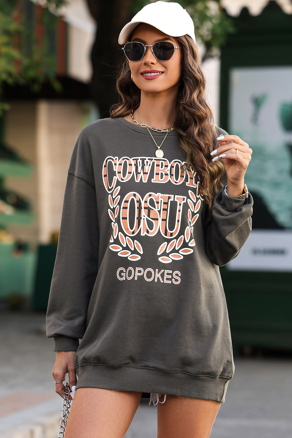 Gray COWBOY OSU Go Pokes Oversized Sweatshirt