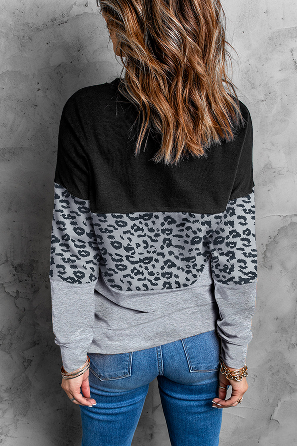 Colorblock Contrast Stitching Sweatshirt with Slits