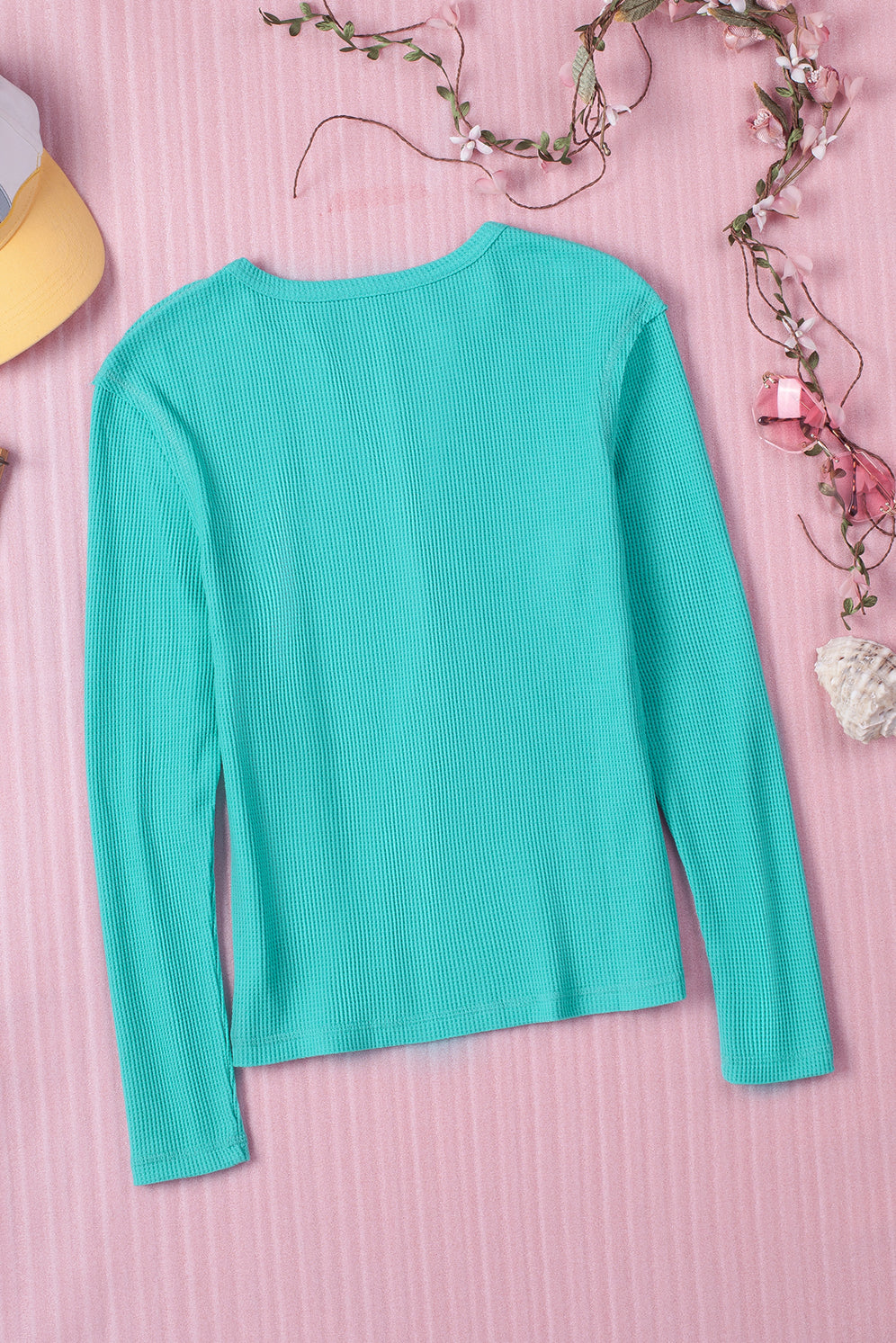 Button-up Ribbed Knit Long Sleeve Top