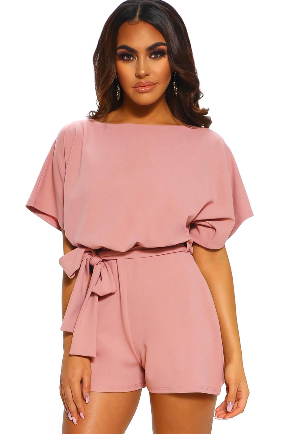Pink Over The Top Belted Playsuit
