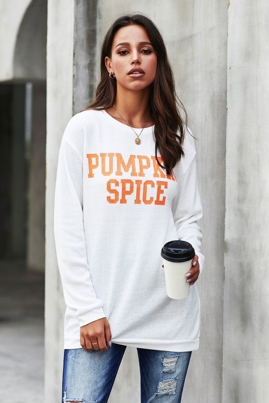 PUMPKIN SPICE Graphic Pullover Knit Top