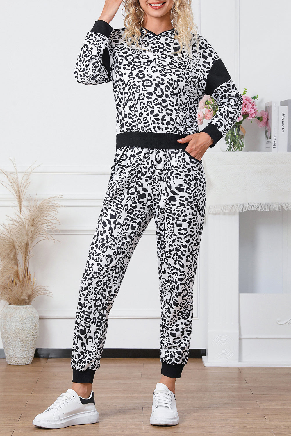 Leopard Print Pullover and Joggers Set