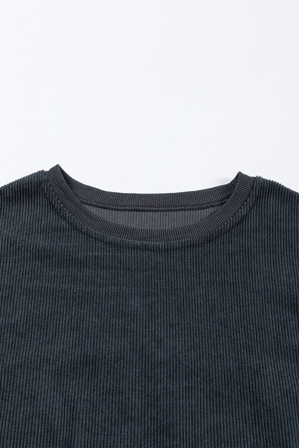 Dark Grey Ribbed Corded Oversized Sweatshirt