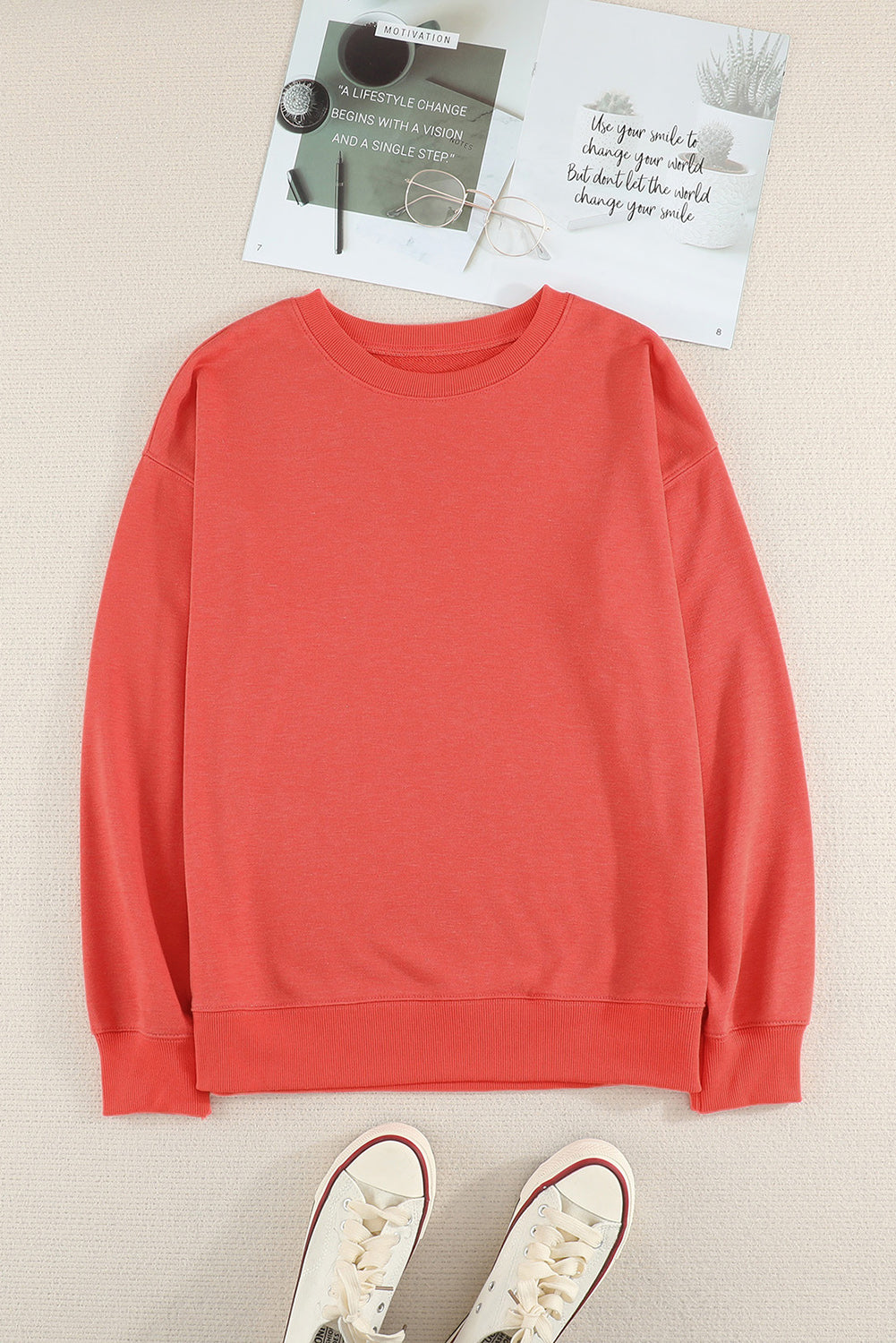 Plain Crew Neck Pullover Sweatshirt