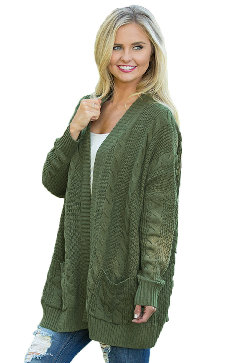 Army Knit Texture Long Cardigan