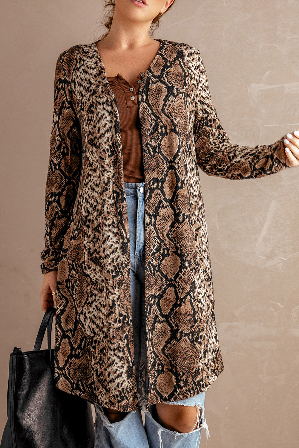 Snake Print Long Cardigan