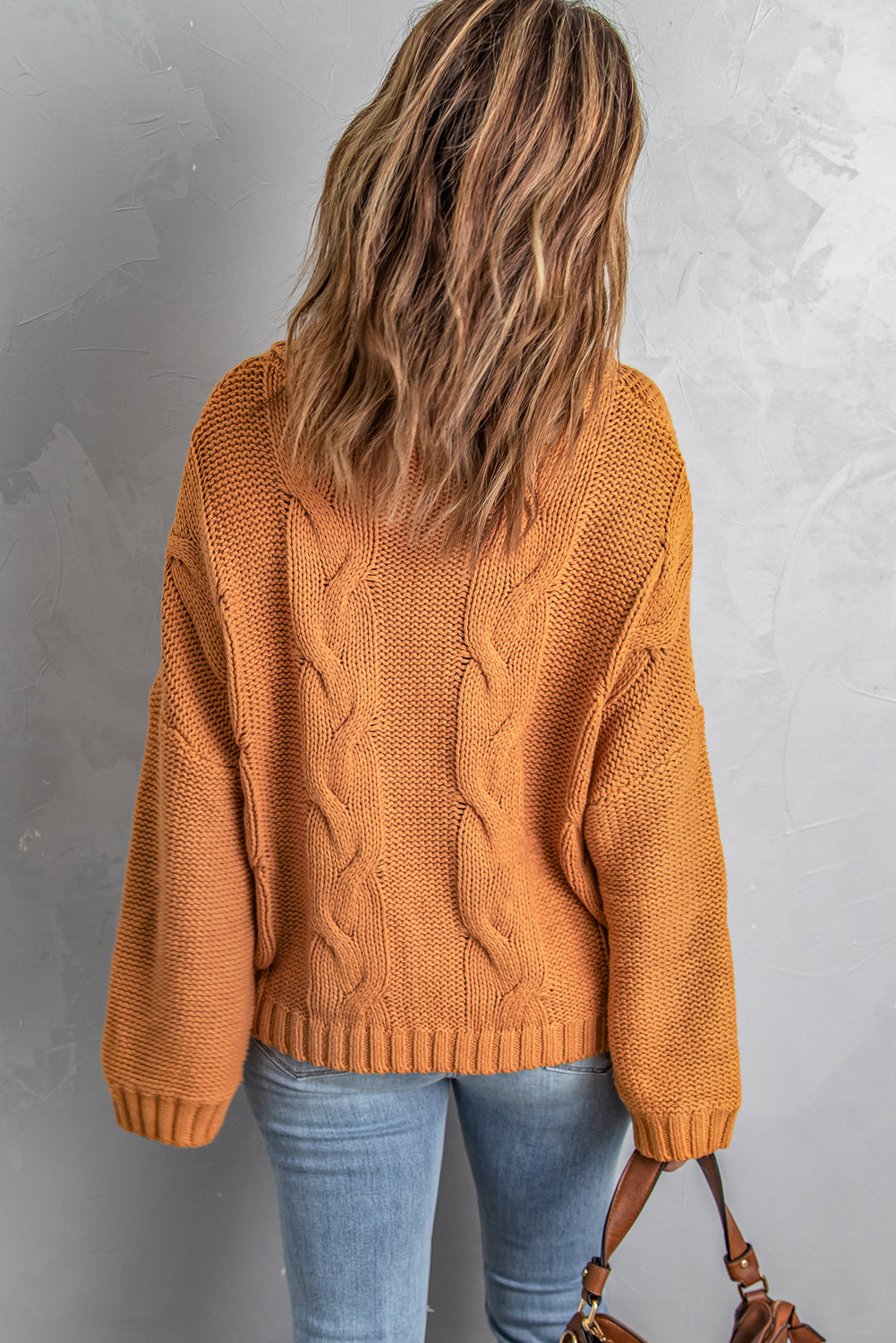 Yellow Cuddle Weather Cable Knit Handmade Turtleneck Sweater