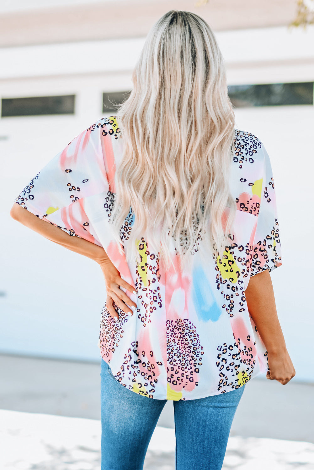 Animal Watercolor Mixed Print Loose Top