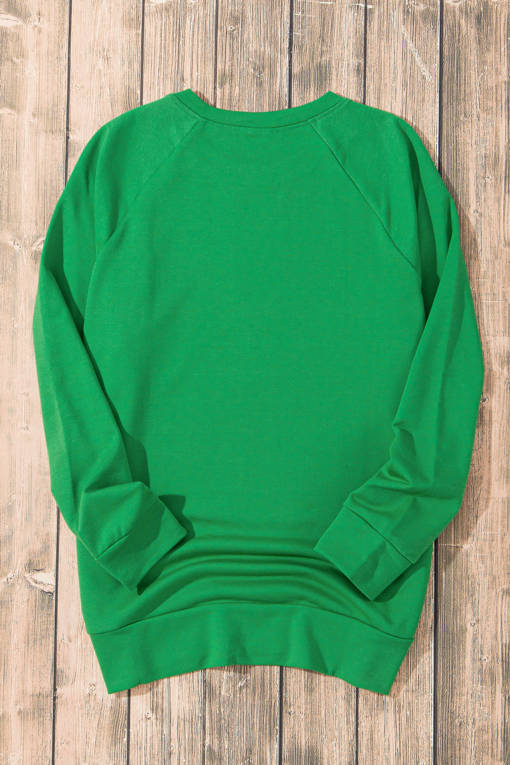 Green Solid Round Neck Raglan Sleeve Sweatshirt