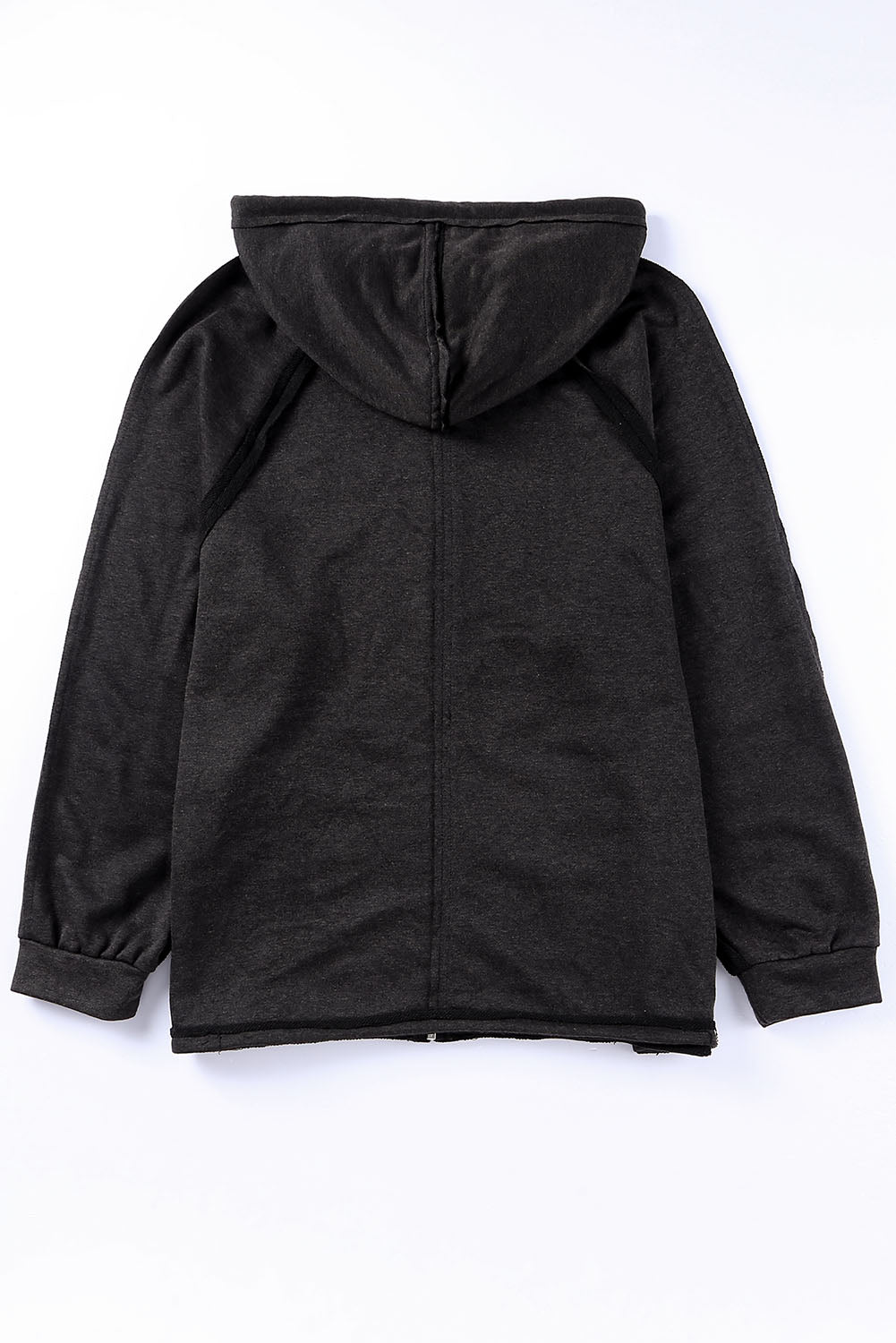 Gray Solid Color Oversized Zip Up Hoodie with Pockets