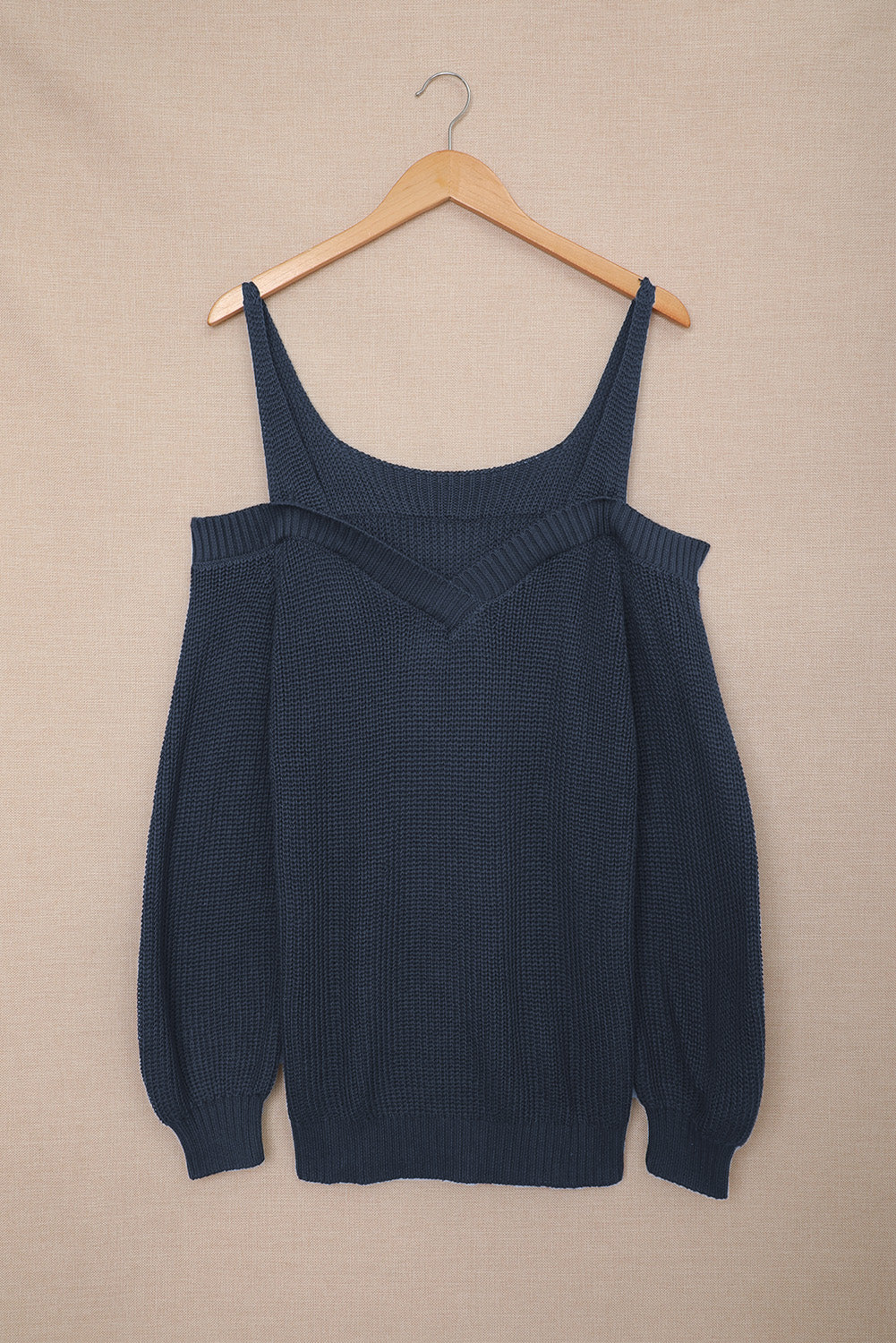 Dark Blue Dew Shoulder Juliette Knitted Sweater