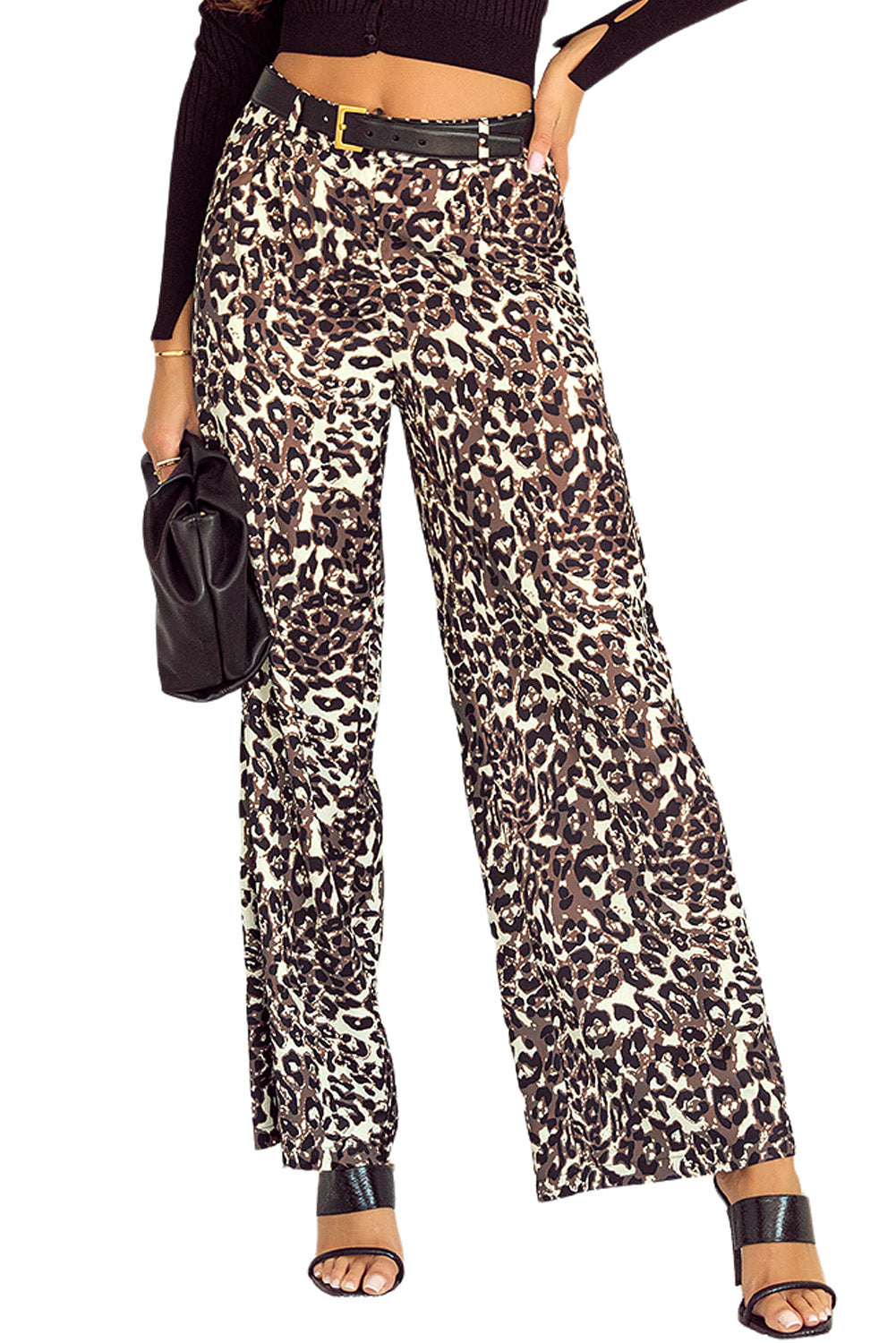 Leopard High Waist Wide Leg Pants