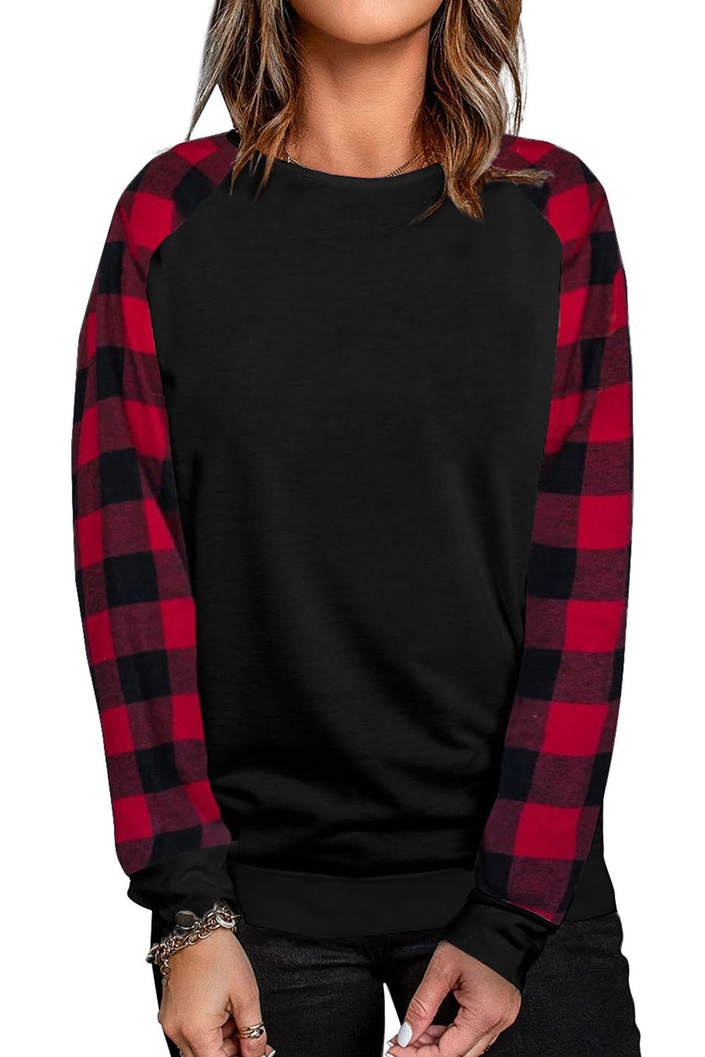 Black Buffalo Plaid Long Sleeve Sweatshirt