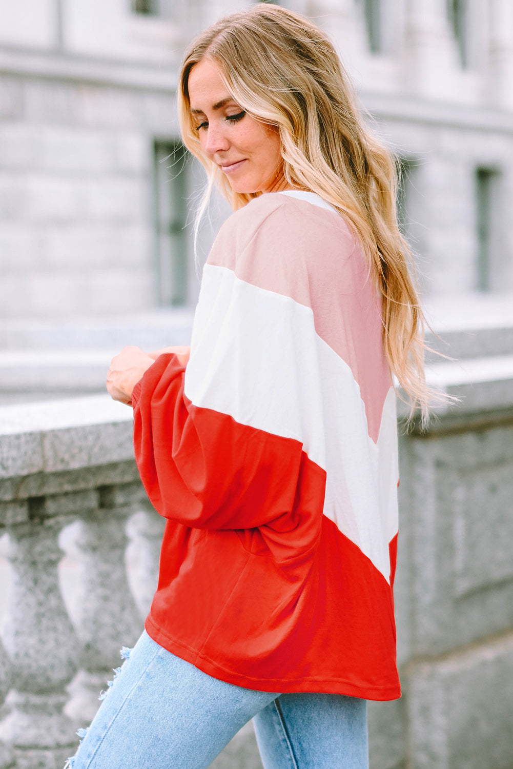 Orange Oversized Chevron Knit Top