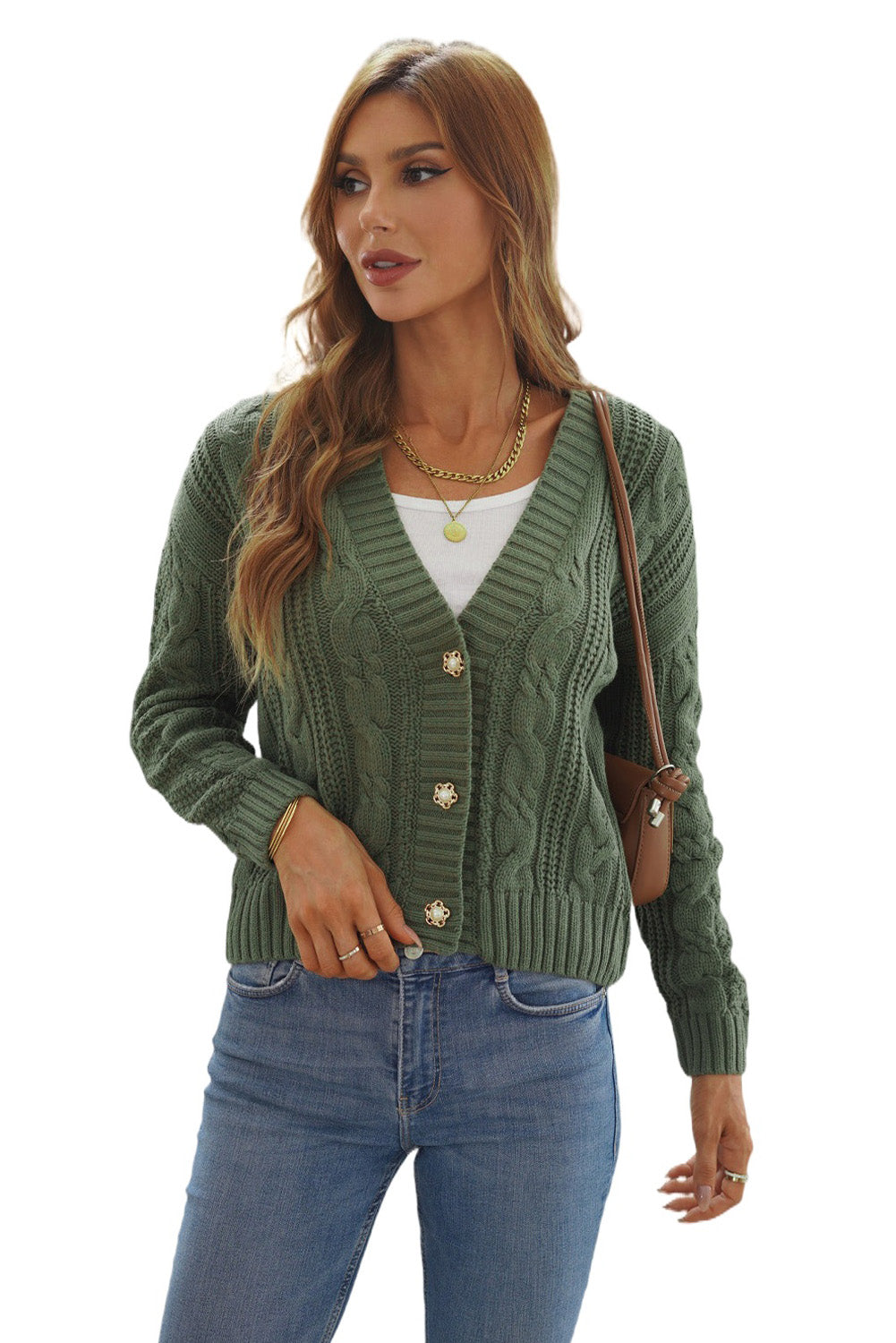 Buttons Weave Knit Cardigan