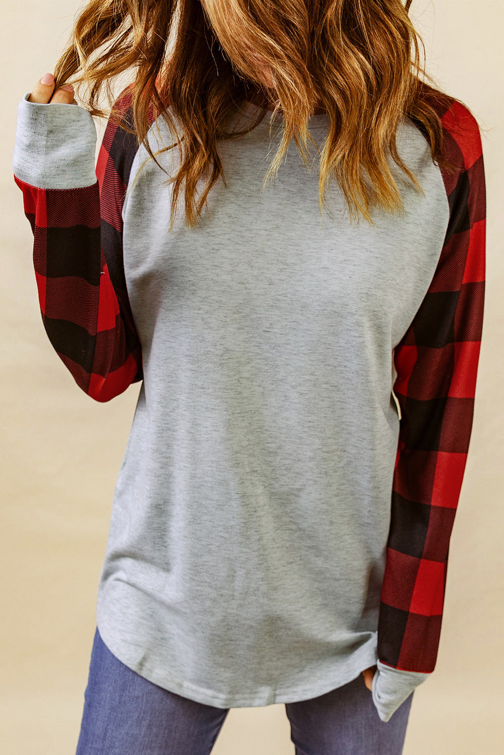 Gray Buffalo Plaid Long Sleeve Sweatshirt