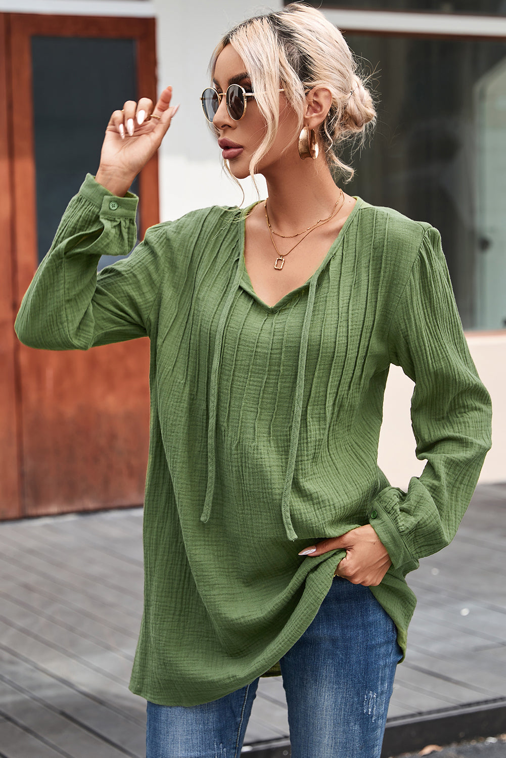 Loose Fit Wide Neck Batwing Sleeves Top