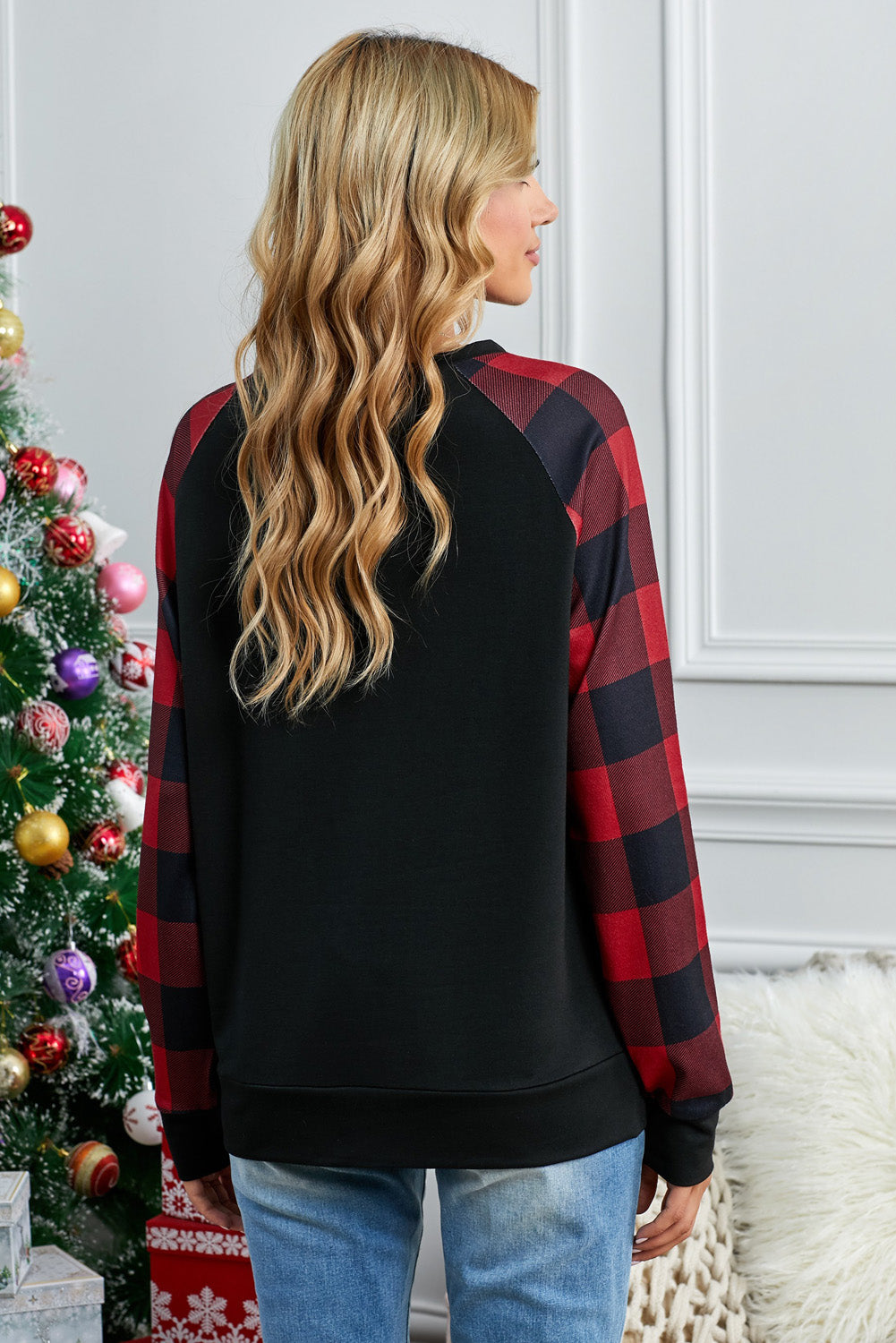 Black Buffalo Plaid Long Sleeve Sweatshirt