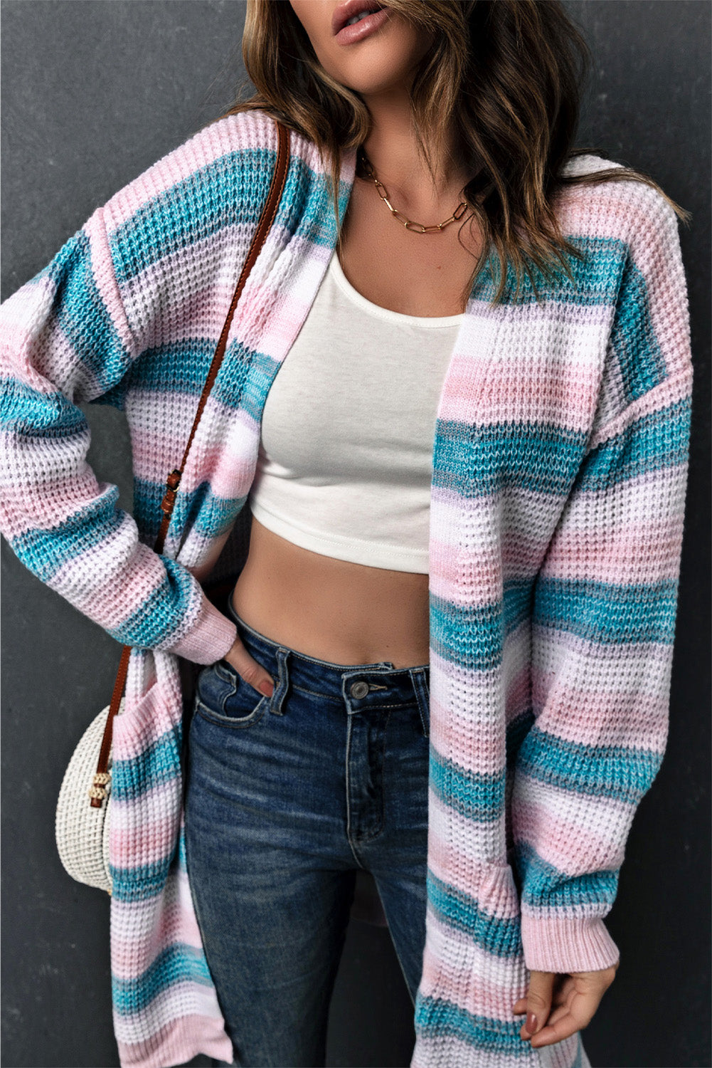 Pink Ombre Duster Cardigan with Pockets