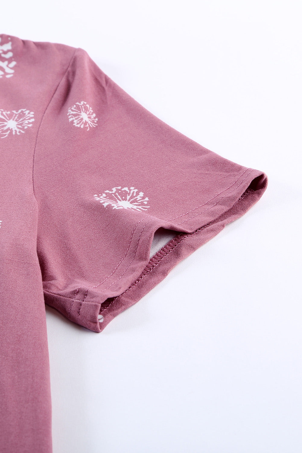 Pink Dandelion Print Crew Neck T-shirt