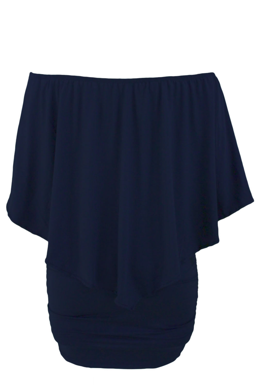 Plus size  Dressing Layered Dark Blue Mini Poncho Dress
