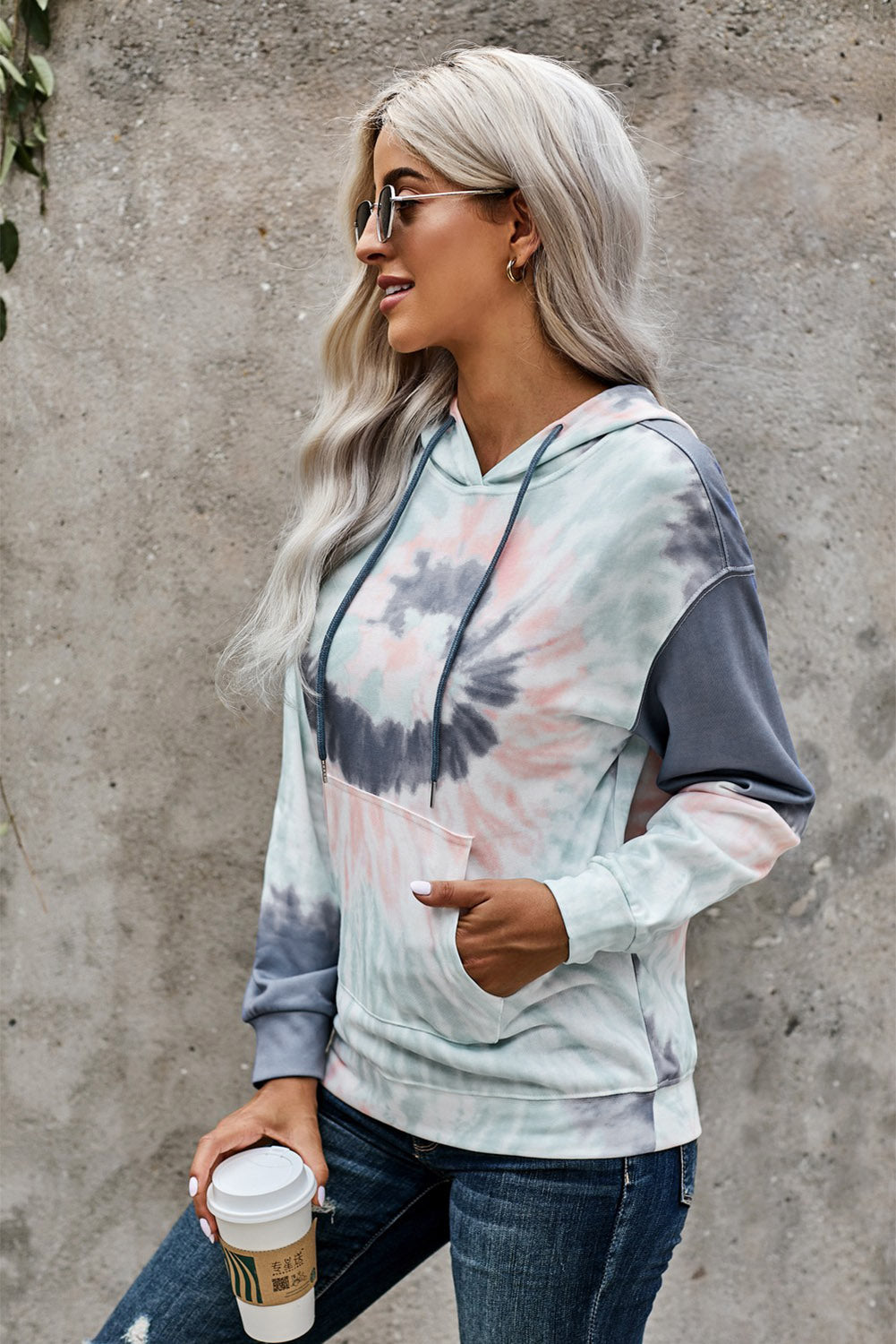 Multicolor Tie-dye Print Pullover Hoodie