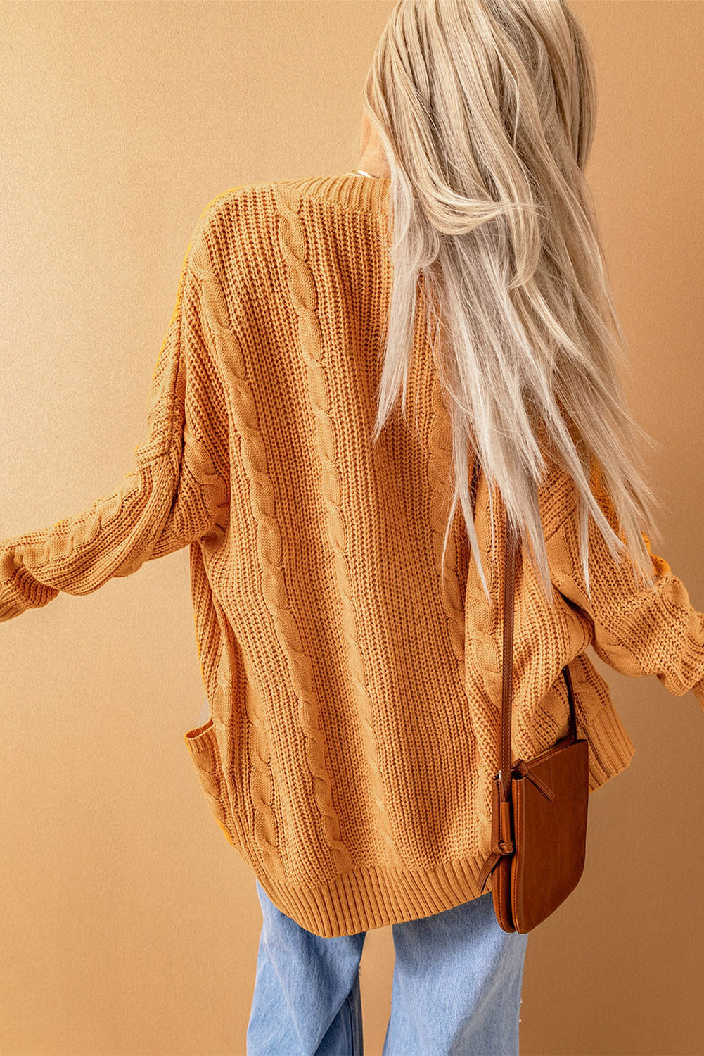 Mustard Knit Texture Long Cardigan