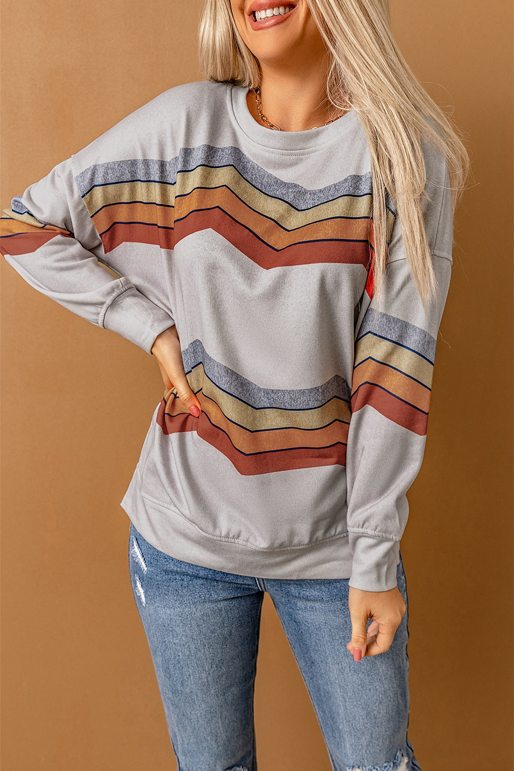 Gray Color Block Classic Sweatshirt