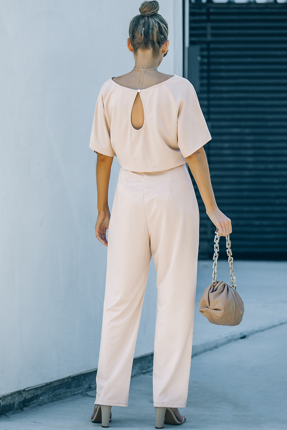 Apricot Oh So Glam Belted Wide Leg Jumpsuit