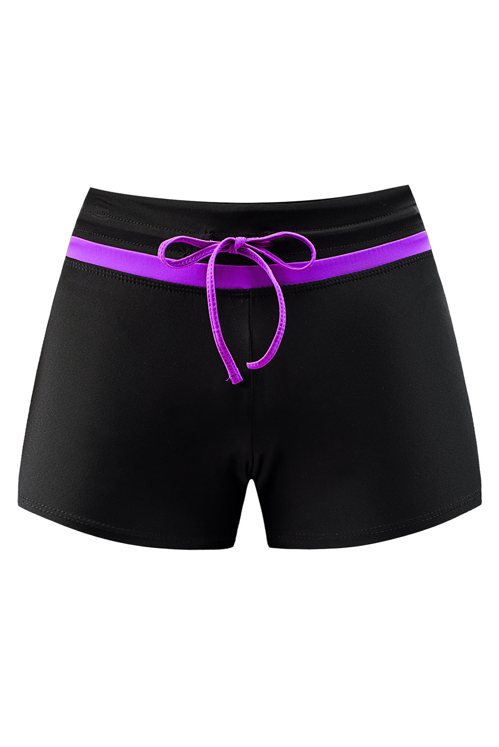 Violet Strap Trim Black Women Swim Boardshort