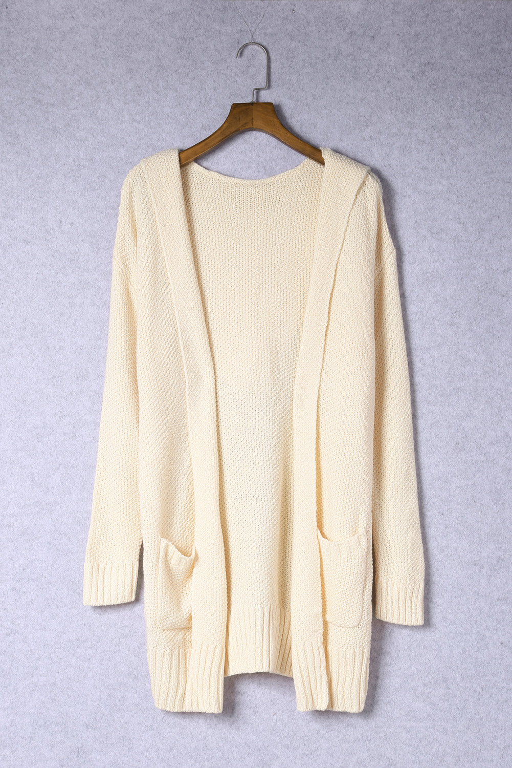 Apricot Hooded Open Knit Cardigan