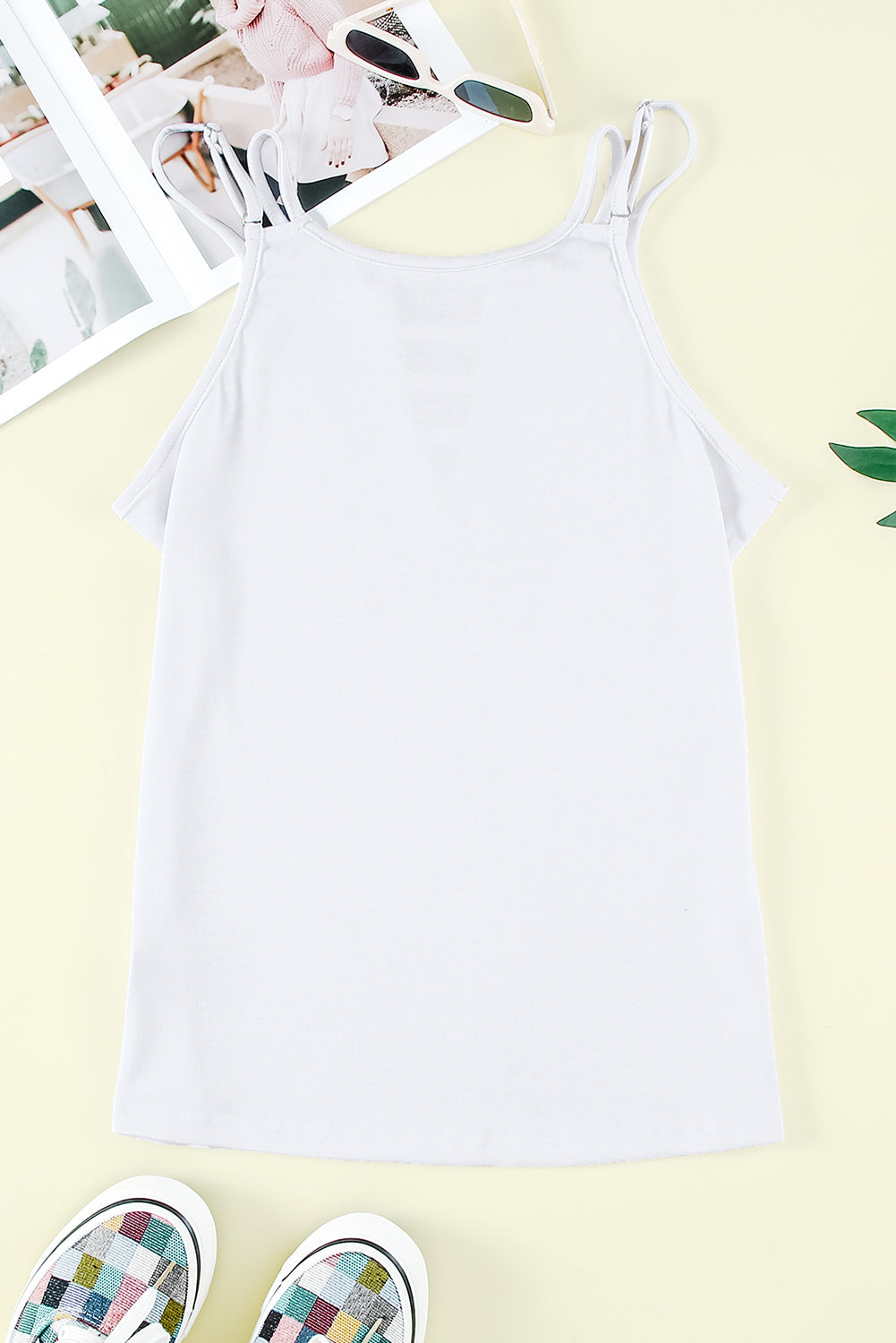 White Ladder Hollow-out Tank Top