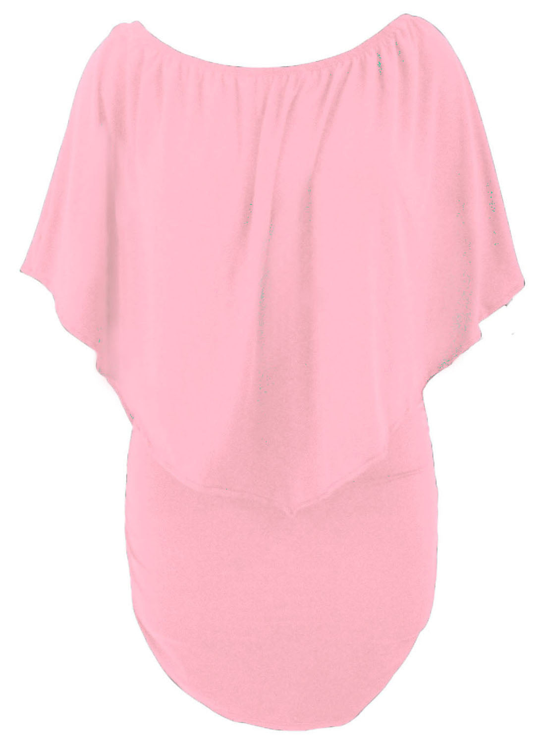 Plus size  Dressing Layered Pink Mini Poncho Dress