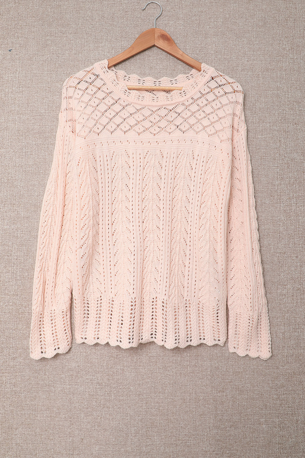 Pink Solid Drop Shoulder Knit Sweater