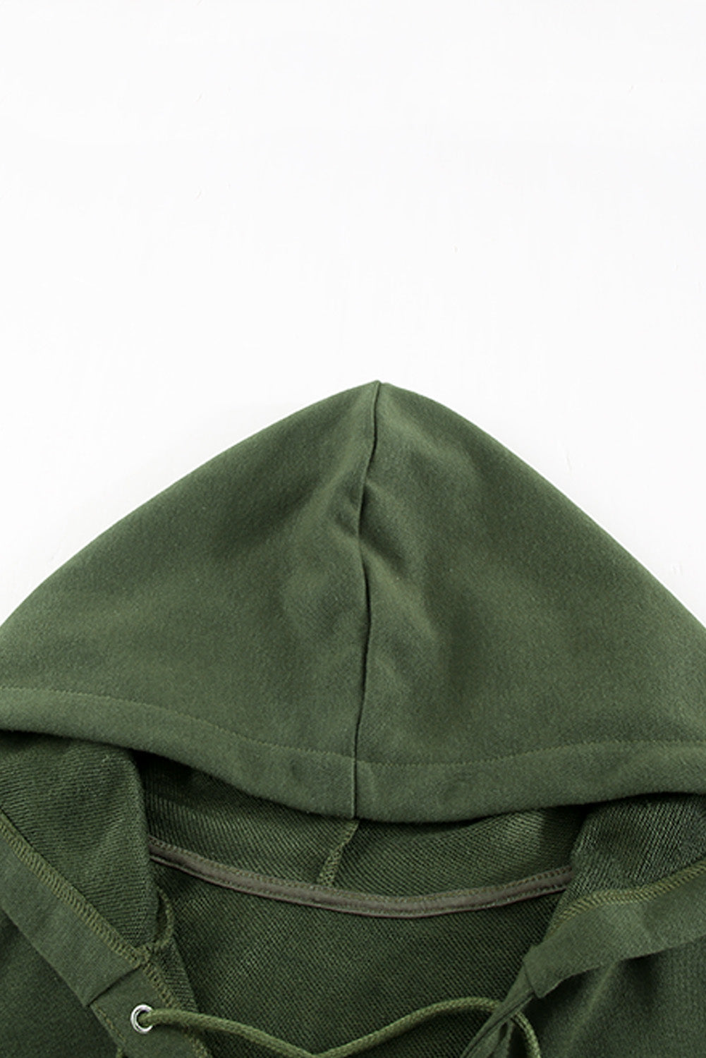 Green Casual Solid Color Lace-up Hoodie