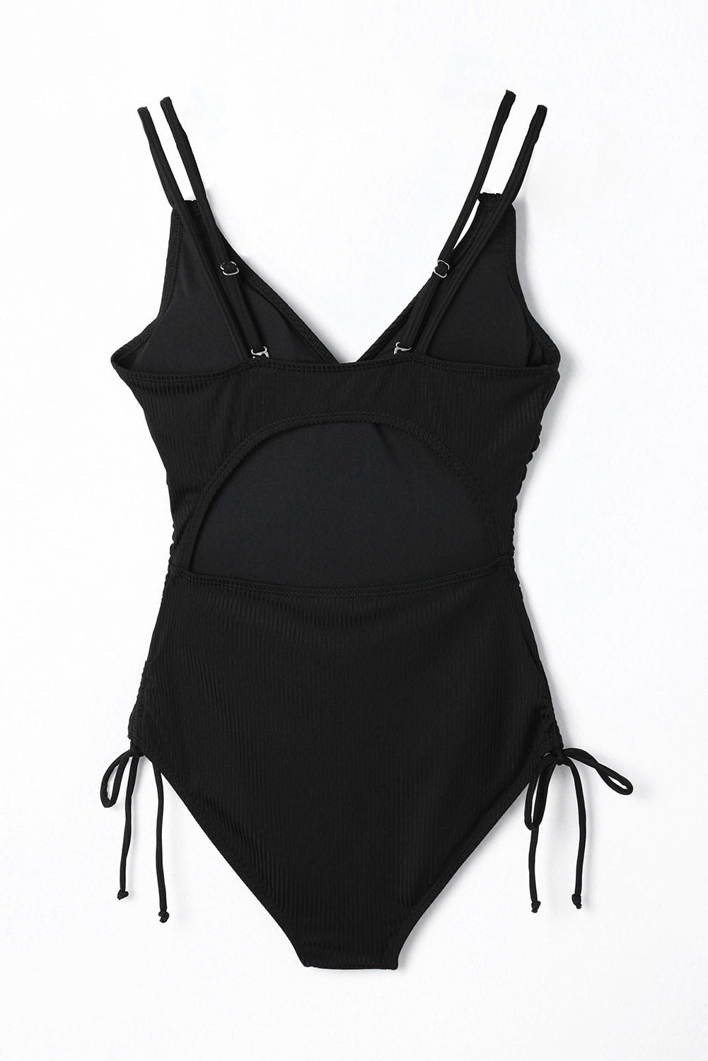 Black Adjustable Straps Ribbed Knit One Piece Swimsuit – Emmeline's Fashion