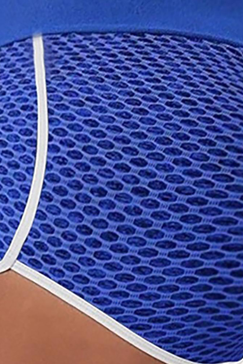 Blue High Waist Honeycomb Contrast Stripes Butt Lifting Yoga Shorts