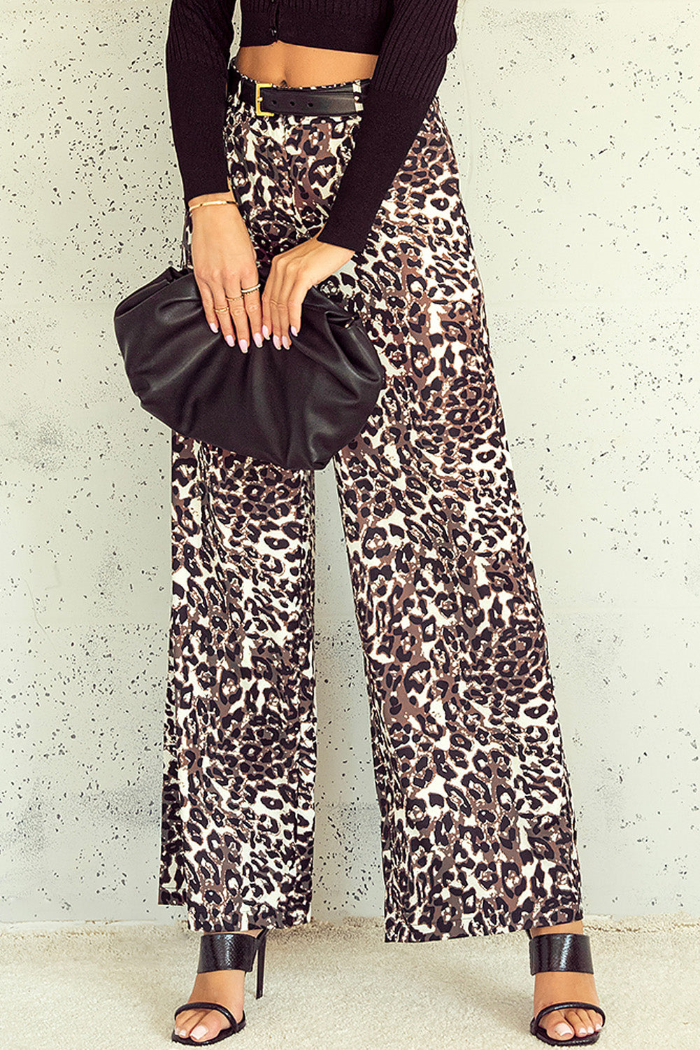 Leopard High Waist Wide Leg Pants