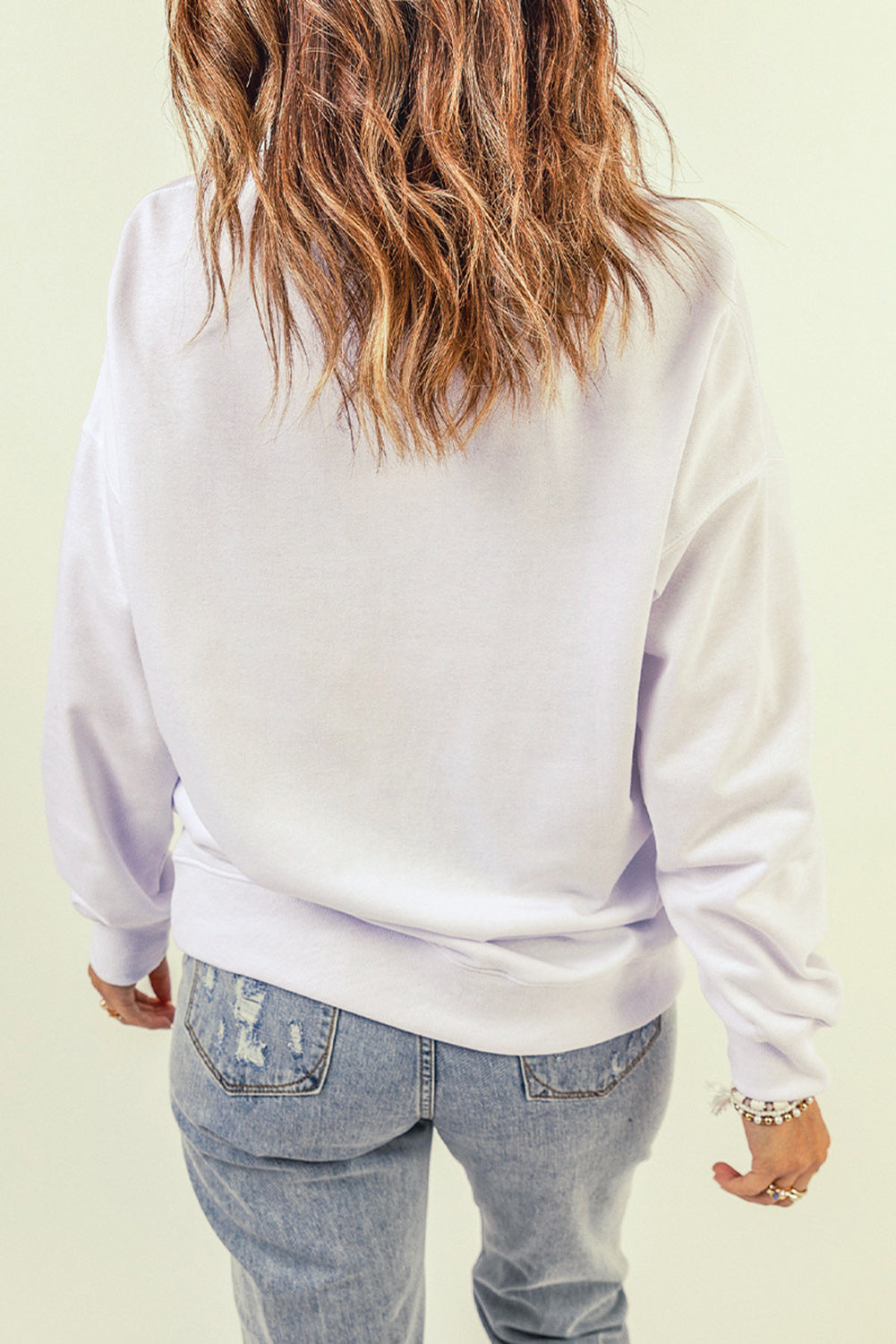 White Oversized Solid Drop Shoulder Sweatshirt