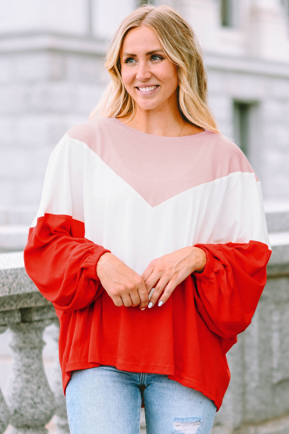 Orange Oversized Chevron Knit Top