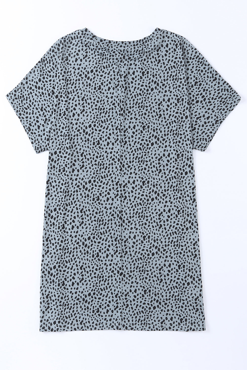 Gray Leopard Print Side Pockets Tunic Top