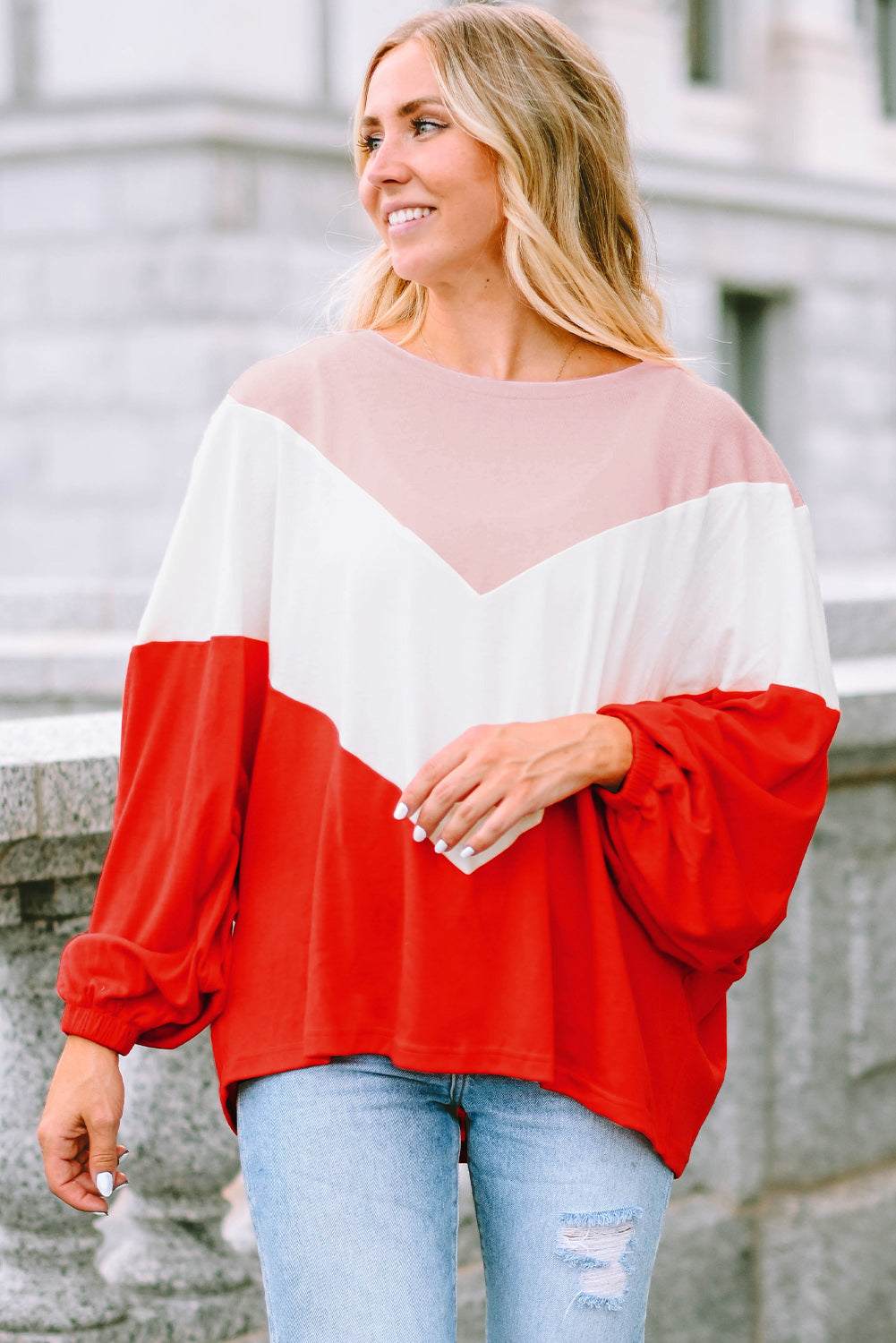 Orange Oversized Chevron Knit Top