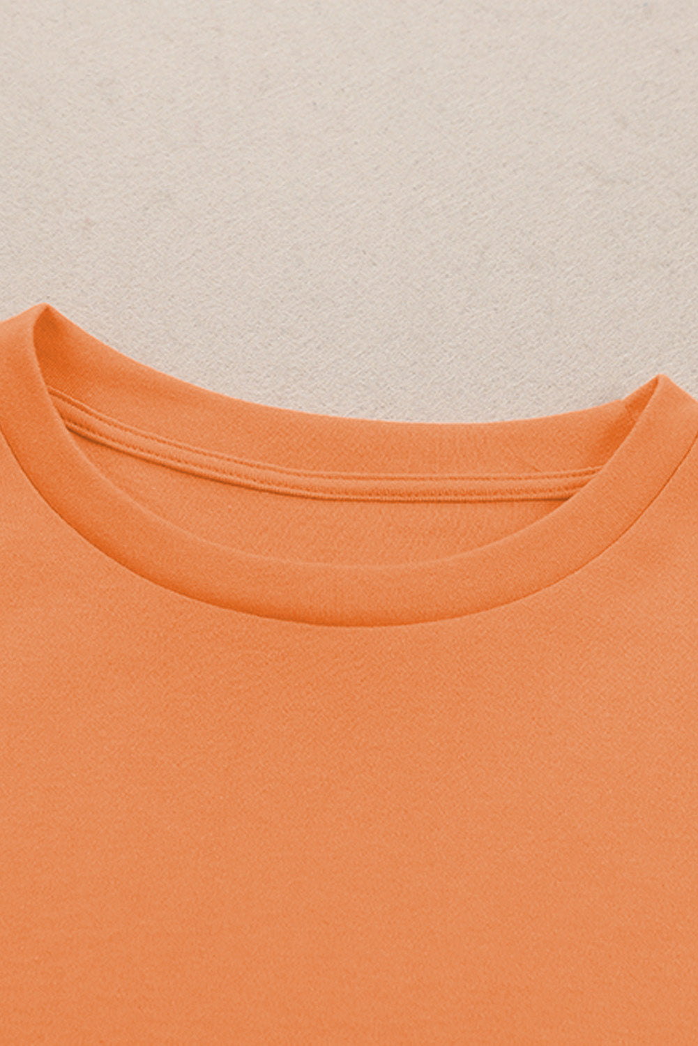 Orange Plain Crew Neck Long Sleeve Top